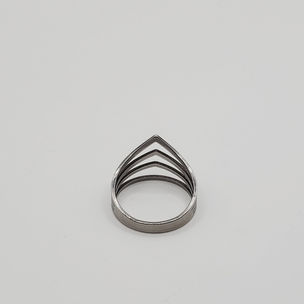 Modern Chevron Silver Stack Ring - image 6